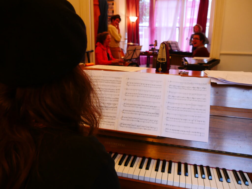music rehearsal piano and female musicians